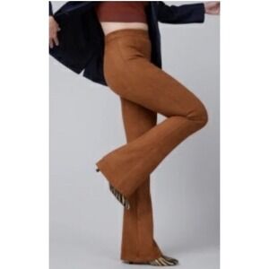 Spanx Faux Suede Flare Pants Brown Wide Leg Bell Bottom Boho Western Medium